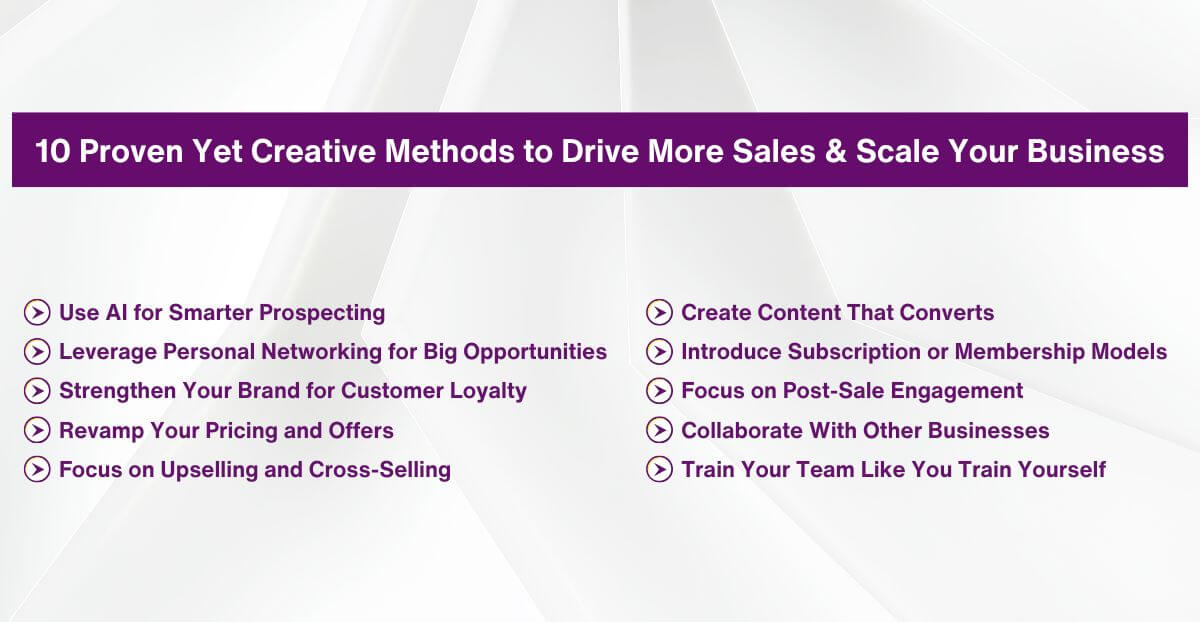 10 Proven Yet Creative Methods to Drive More Sales & Scale Your Business